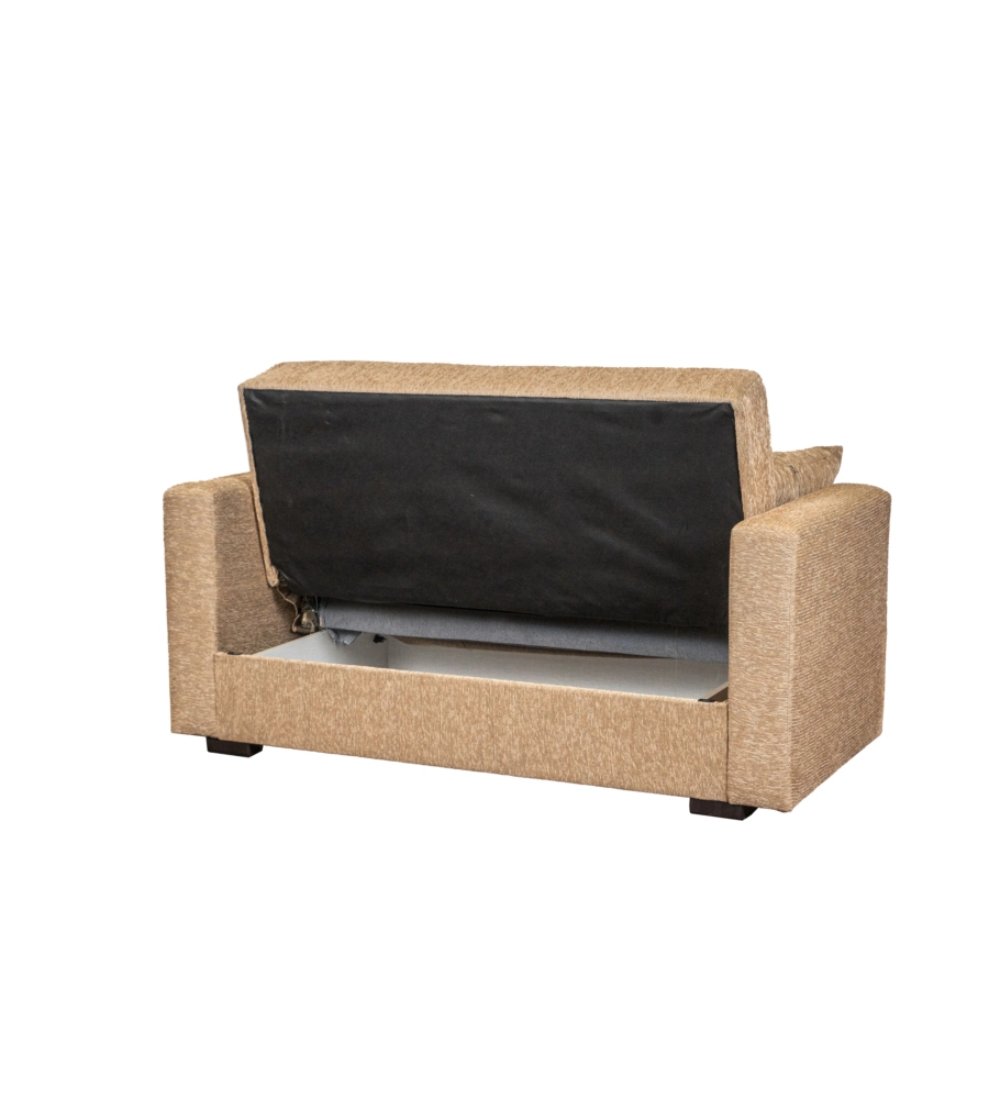 DIVANO LETTO "NORA" 2 POSTI IN TESSUTO BEIGE, 155X80X87 CM